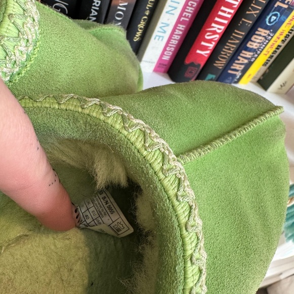 UGG lime green sheepskin slip on slippers house shoes mules viral - Picture 7 of 7